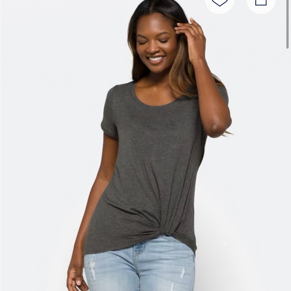 Nine Britton Charcoal Twist Front Tee - Picture 2 of 12